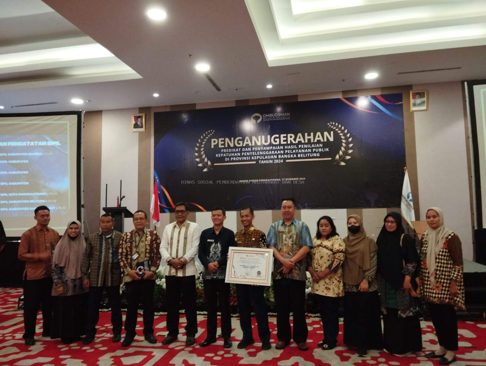 BANGKA BARAT RAIH PREDIKAT ZONA HIJAU KUALITAS  TINGGI DARI OMBUDSMAN RI